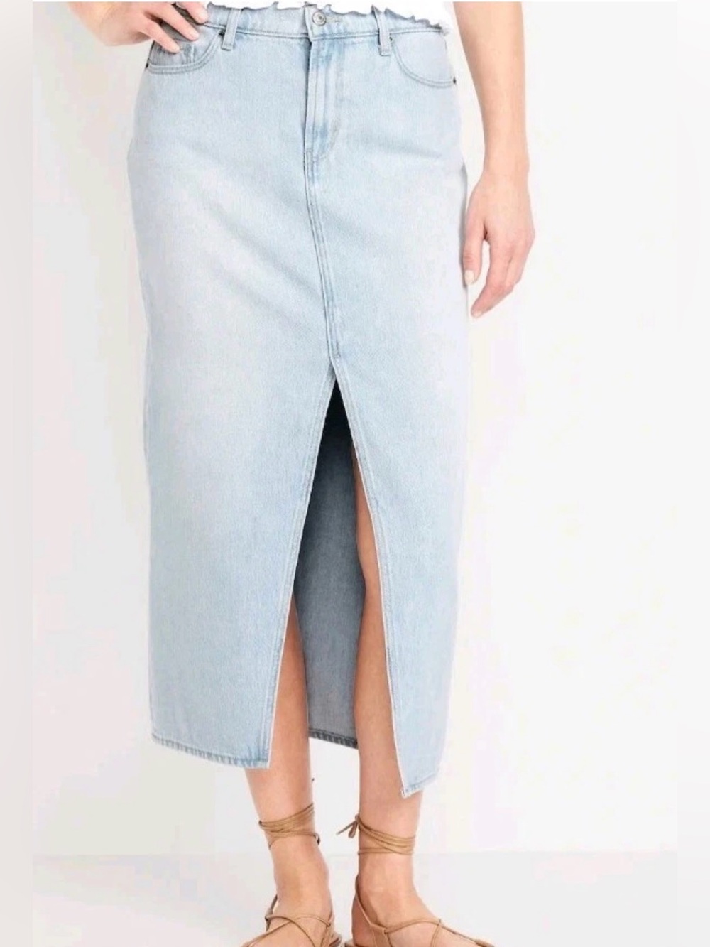 NEW Old Navy Mid-Rise Column Slit Maria Maxi Jean Skirt Womens 20